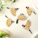 Kalasagar Premium Wooden 3D 5 Pieces Birds on Rope Wall Art Panel | Wood Bird Folk Art Wall Hanging Art Decoration Item for Living Room, Bedroom, Drawing Room, Dining Room & Office (Orange)
