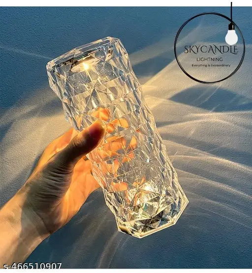 Skycandle 16-Color Changing Rose Diamond Crystal Lamp – USB Rechargeable Table Lamp (21.5 cm, White Crystal)