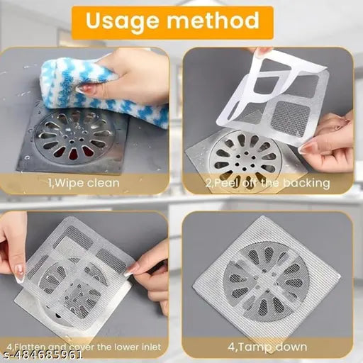 20-Pack Disposable Shower Drain Hair Catchers – 4"x4" Mesh Stickers