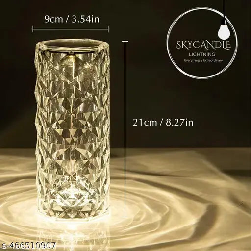 Skycandle 16-Color Changing Rose Diamond Crystal Lamp – USB Rechargeable Table Lamp (21.5 cm, White Crystal)