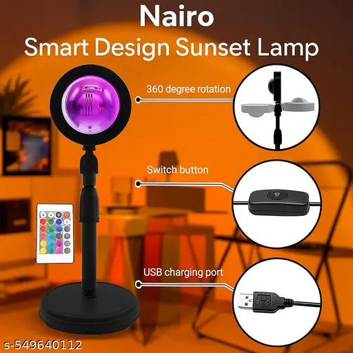 AZANIA Sunset Lamp Projection, Golden Hour Sunlight Lamp Projector, Remote Control Floor Lamp, 16 Colors Changing Night Light for Valentines Day Decor, 360 Degree Rotation, Photography/Party/Home/Bedroom.